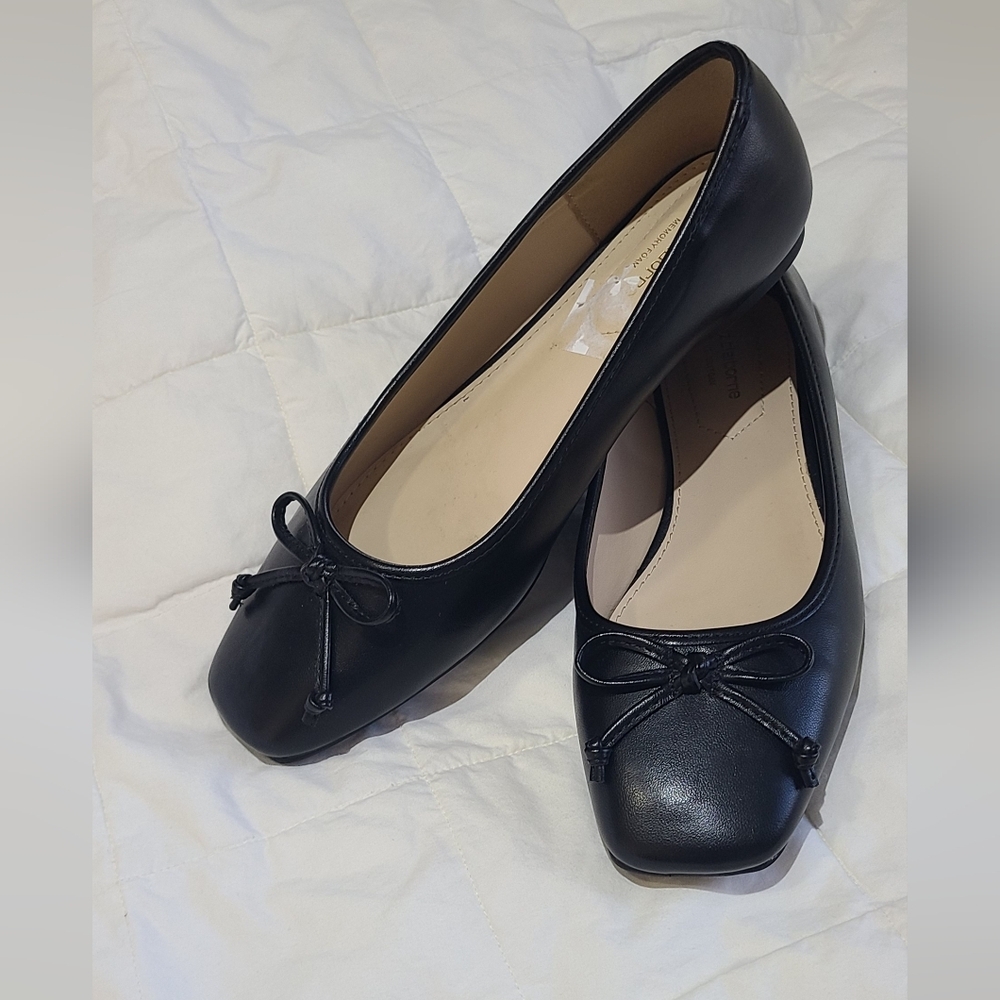 Black Women's Flats Squatre Toe - Picture 5 of 8